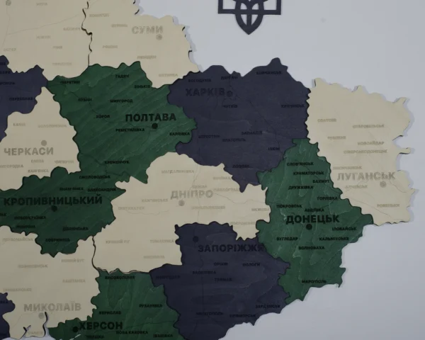 Деревʼяна карта України із дерева 3D без підсвітки колір Alpine