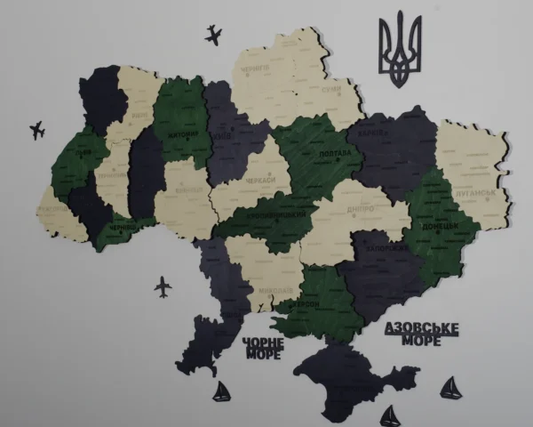 Деревʼяна карта України із дерева 3D без підсвітки колір Alpine