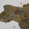 Деревʼяна 3D карта України без підсвітки колір Dark