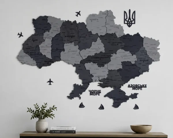 Настінна багатошарова карта України без підсвітки колір Grey