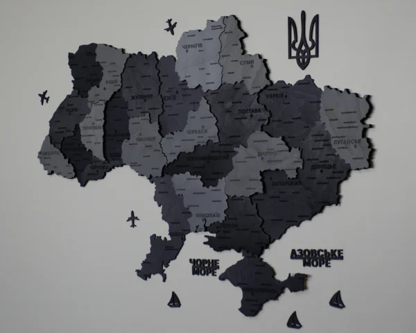 Настінна багатошарова карта України без підсвітки колір Grey