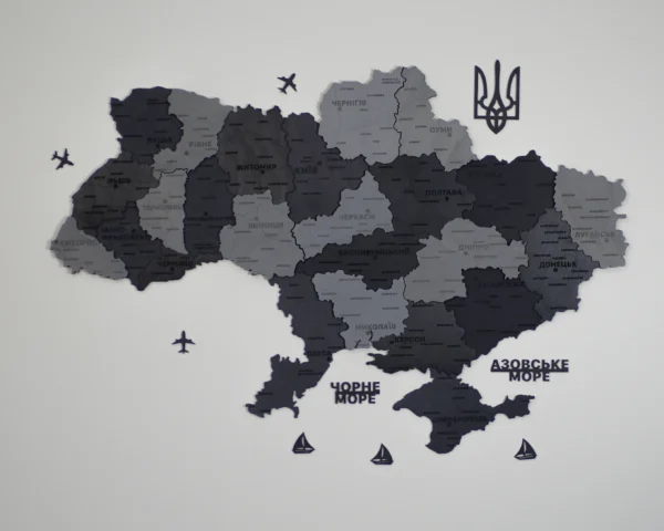 Настінна багатошарова карта України без підсвітки колір Grey