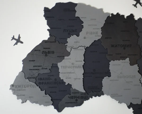 Настінна багатошарова карта України без підсвітки колір Grey