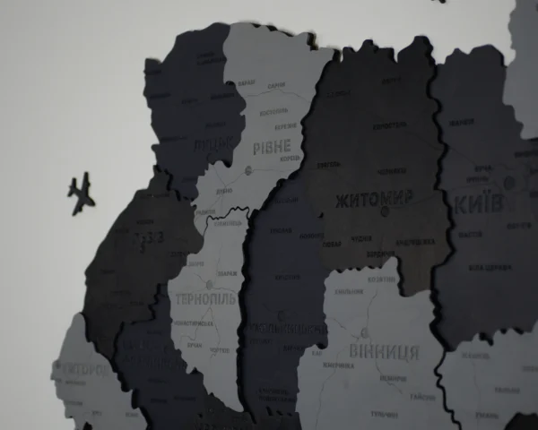 Настінна багатошарова карта України без підсвітки колір Grey