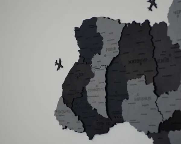 Настінна багатошарова карта України без підсвітки колір Grey