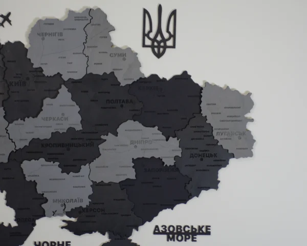 Настінна багатошарова карта України без підсвітки колір Grey