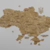 Настінна 3D карта України  без підсвітки колір Oak