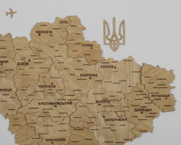 Настінна 3D карта України  без підсвітки колір Oak