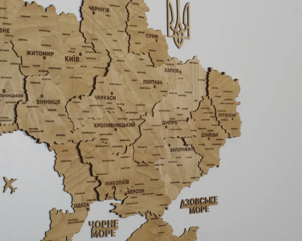 Настінна 3D карта України  без підсвітки колір Oak