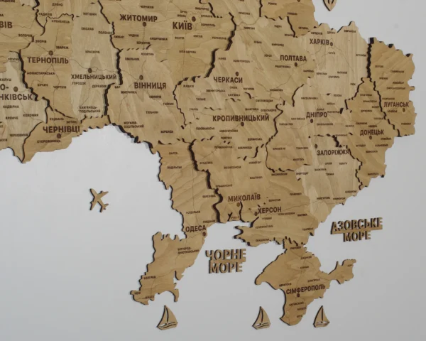 Настінна 3D карта України  без підсвітки колір Oak