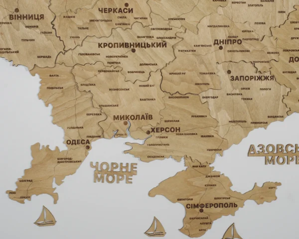 Настінна 3D карта України  без підсвітки колір Oak