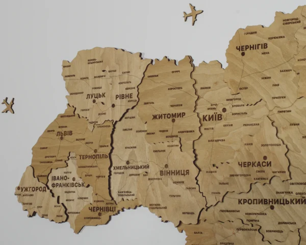 Настінна 3D карта України  без підсвітки колір Oak