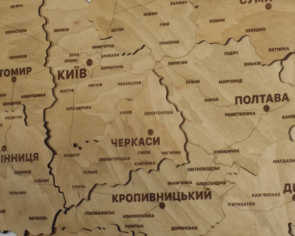 Настінна 3D карта України  без підсвітки колір Oak