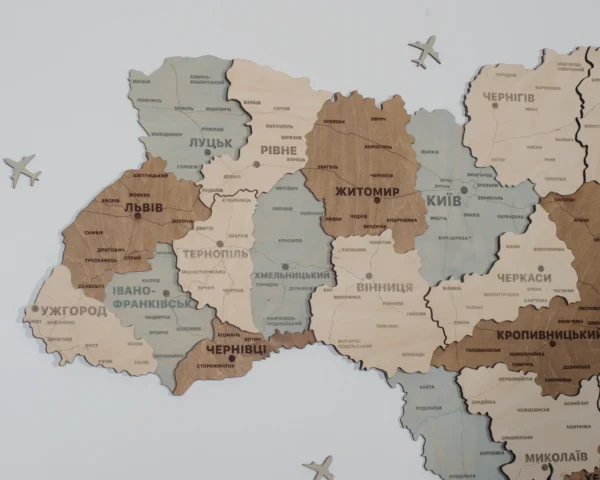 Карта України із дерева з 3D ефектом без підсвітки колір Soft