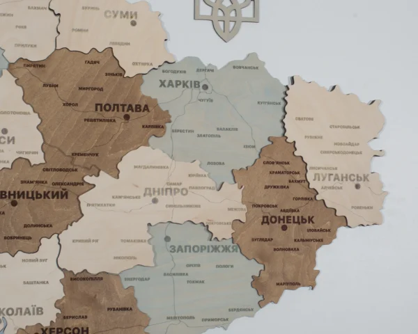 Карта України із дерева з 3D ефектом без підсвітки колір Soft