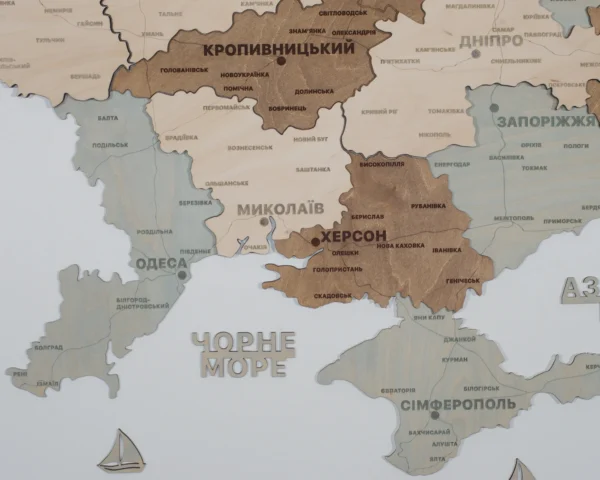 Карта України із дерева з 3D ефектом без підсвітки колір Soft