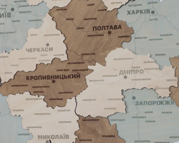 Карта України із дерева з 3D ефектом без підсвітки колір Soft