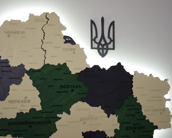 Карта України на стіну з підсвіткою по контуру колір Alpine