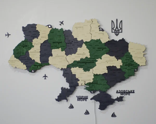 Карта України на стіну з підсвіткою по контуру колір Alpine