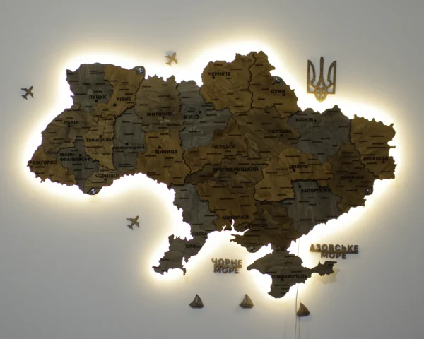 Карта України без річок з підсвіткою по контуру колір Dark
