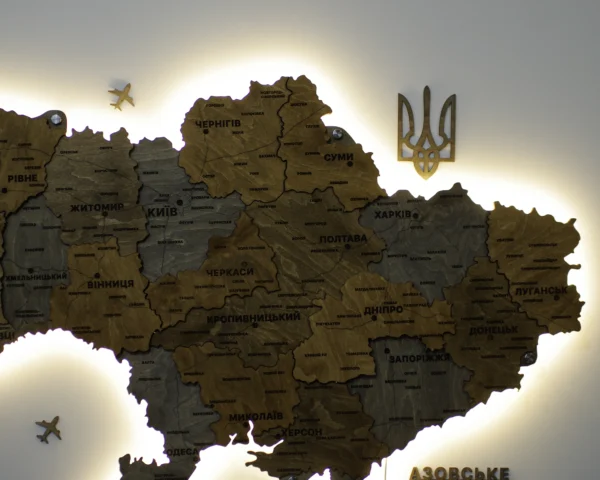 Карта України без річок з підсвіткою по контуру колір Dark