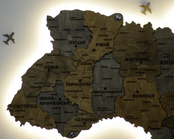 Карта України без річок з підсвіткою по контуру колір Dark