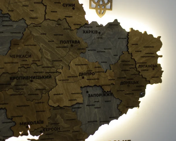 Карта України без річок з підсвіткою по контуру колір Dark