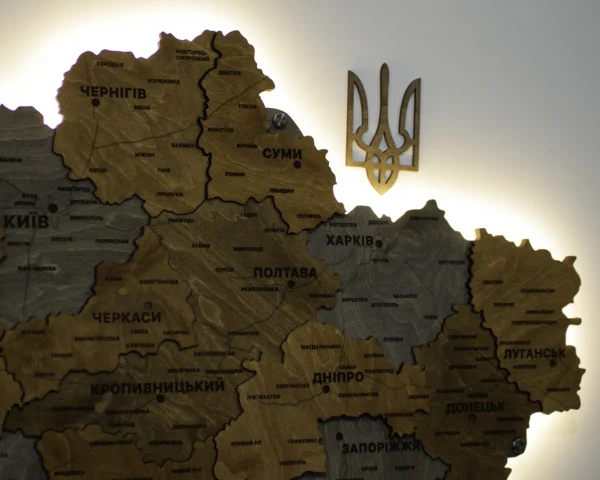 Карта України без річок з підсвіткою по контуру колір Dark