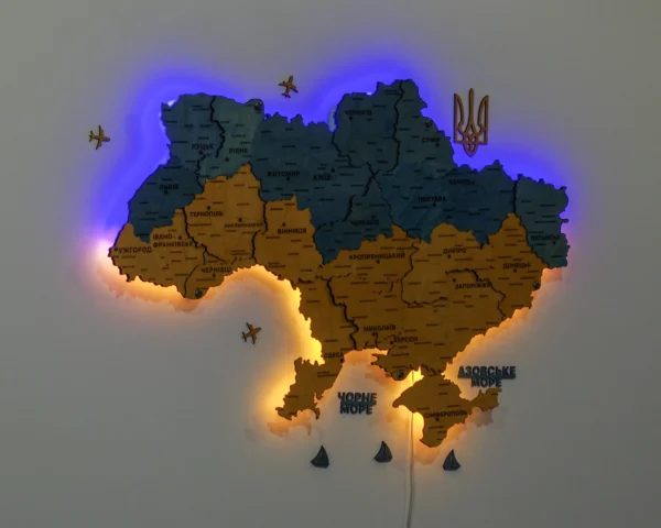 Настінна карта України з підсвіткою по контуру колір Flag