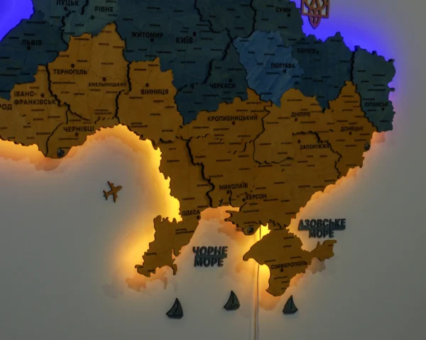Настінна карта України з підсвіткою по контуру колір Flag