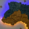 Настінна карта України з підсвіткою по контуру колір Flag