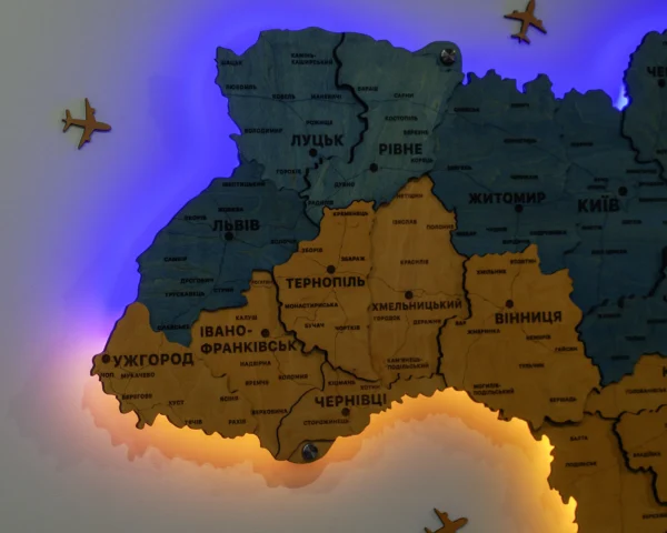 Настінна карта України з підсвіткою по контуру колір Flag