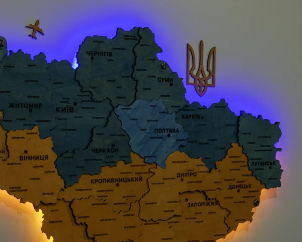 Настінна карта України з підсвіткою по контуру колір Flag