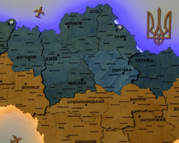 Настінна карта України з підсвіткою по контуру колір Flag