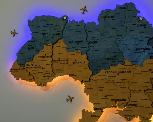 Настінна карта України з підсвіткою по контуру колір Flag