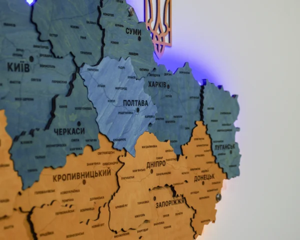 Настінна карта України з підсвіткою по контуру колір Flag