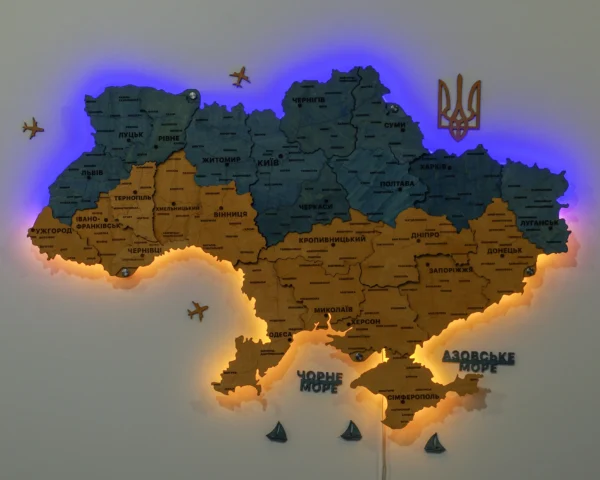 Настінна карта України з підсвіткою по контуру колір Flag