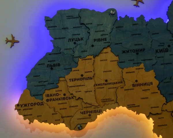 Настінна карта України з підсвіткою по контуру колір Flag