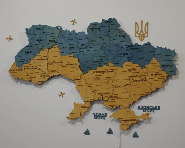 Настінна карта України з підсвіткою по контуру колір Flag
