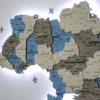 Деревʼяна карта України з підсвіткою по контуру колір Nord