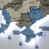 Деревʼяна карта України з підсвіткою по контуру колір Nord