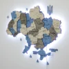 Деревʼяна карта України з підсвіткою по контуру колір Nord