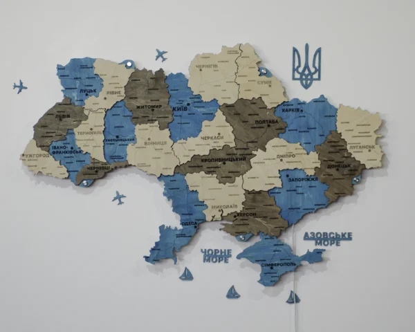 Деревʼяна карта України з підсвіткою по контуру колір Nord