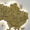 Карта України 3D з підсвіткою по контуру колір Oak