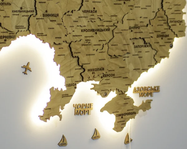 Карта України 3D з підсвіткою по контуру колір Oak