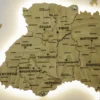 Карта України 3D з підсвіткою по контуру колір Oak