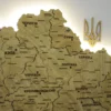 Карта України 3D з підсвіткою по контуру колір Oak