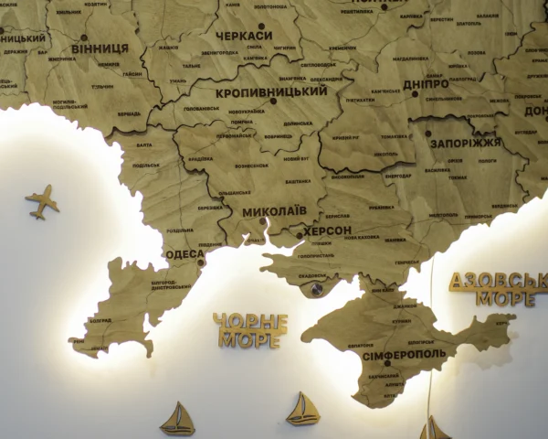 Карта України 3D з підсвіткою по контуру колір Oak