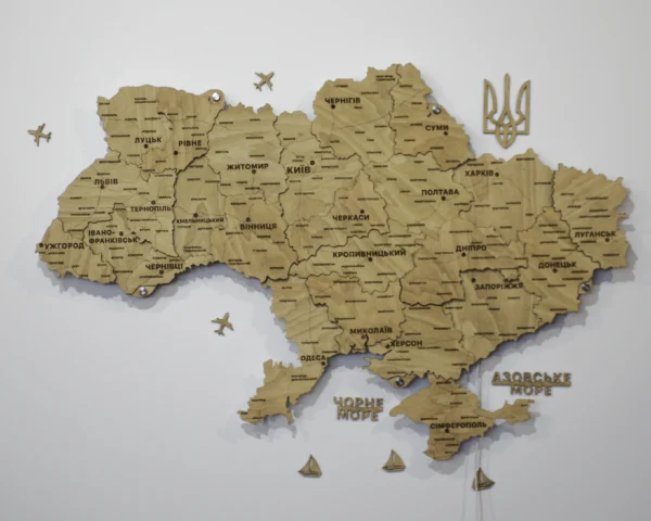Карта України 3D з підсвіткою по контуру колір Oak