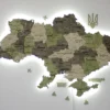 Деревʼяна 3D карта України з підсвіткою по контуру колір Olive